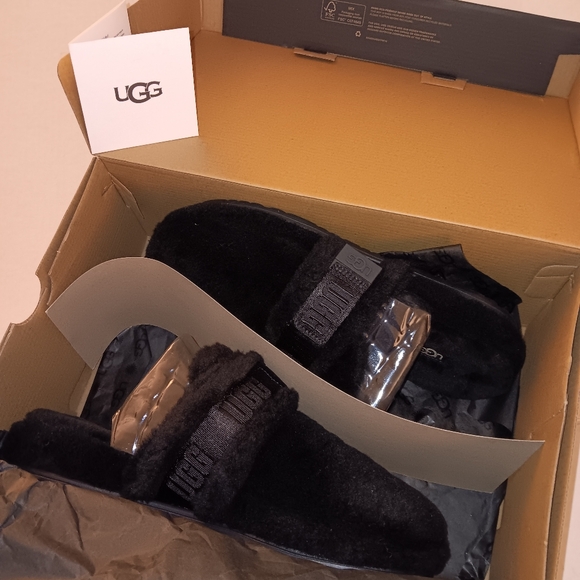 Ugg Mens Fluff It Slippers Size US 9 Black - NIB - Picture 7 of 10